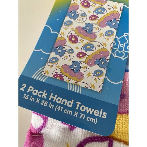2 Pack Care Bears Grumpy Bear And Donuts Bath Hand Towels 16 X 28” NEW - Picture 5 of 13